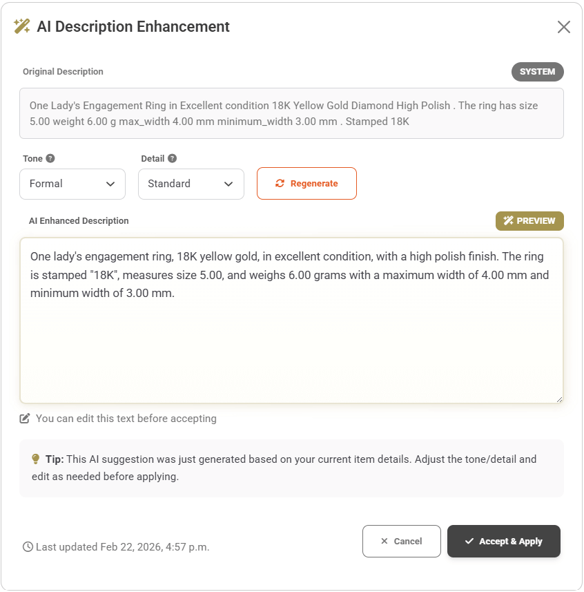 AI Description Enhancement