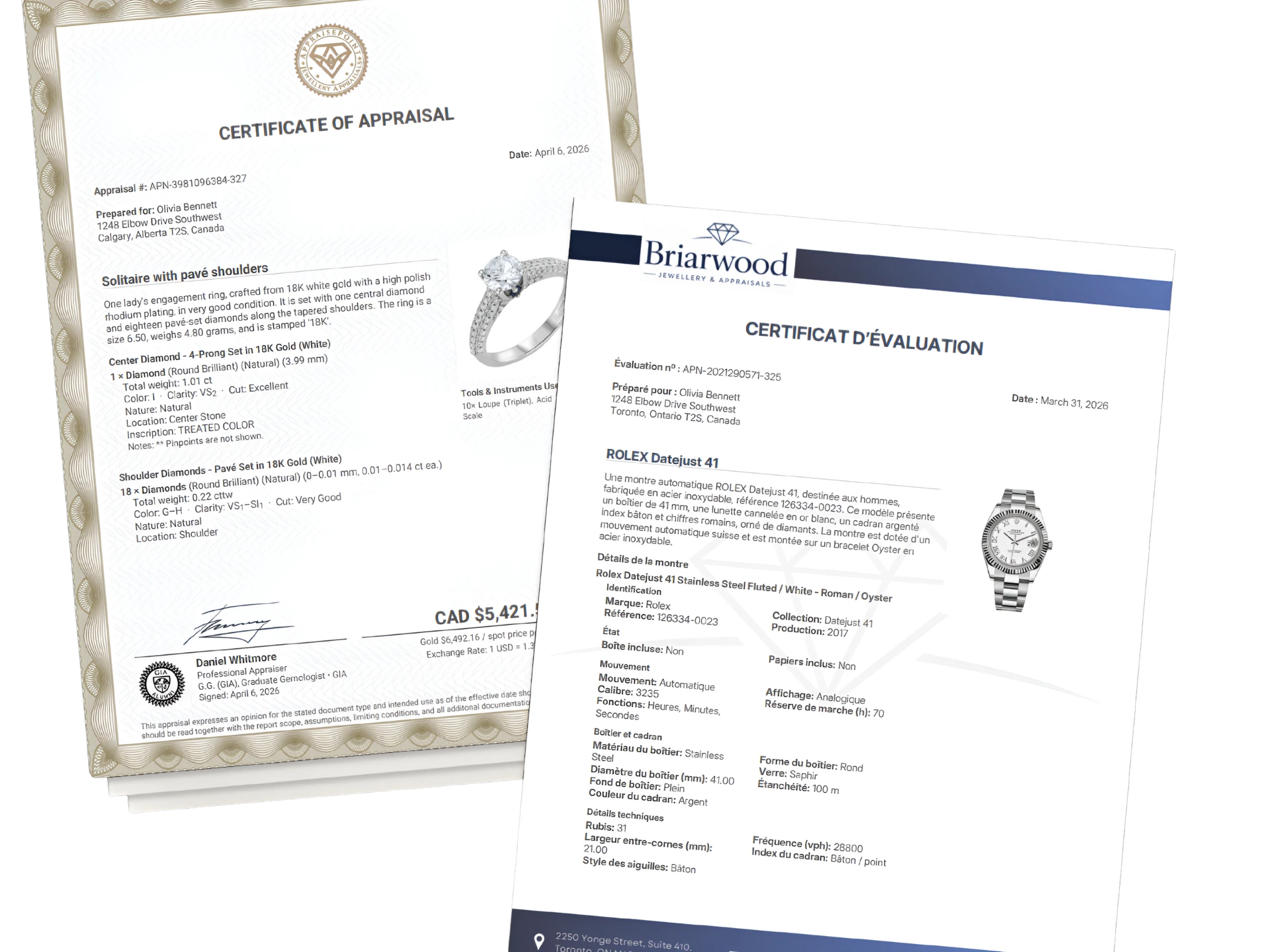 Professional appraisal certificate with digital signature and QR verification