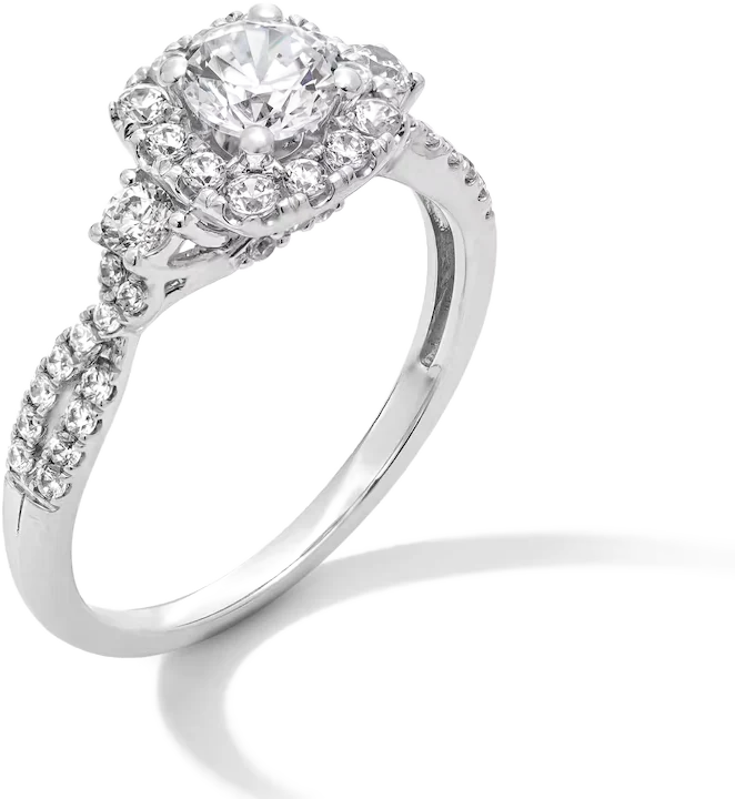 Diamond halo engagement ring